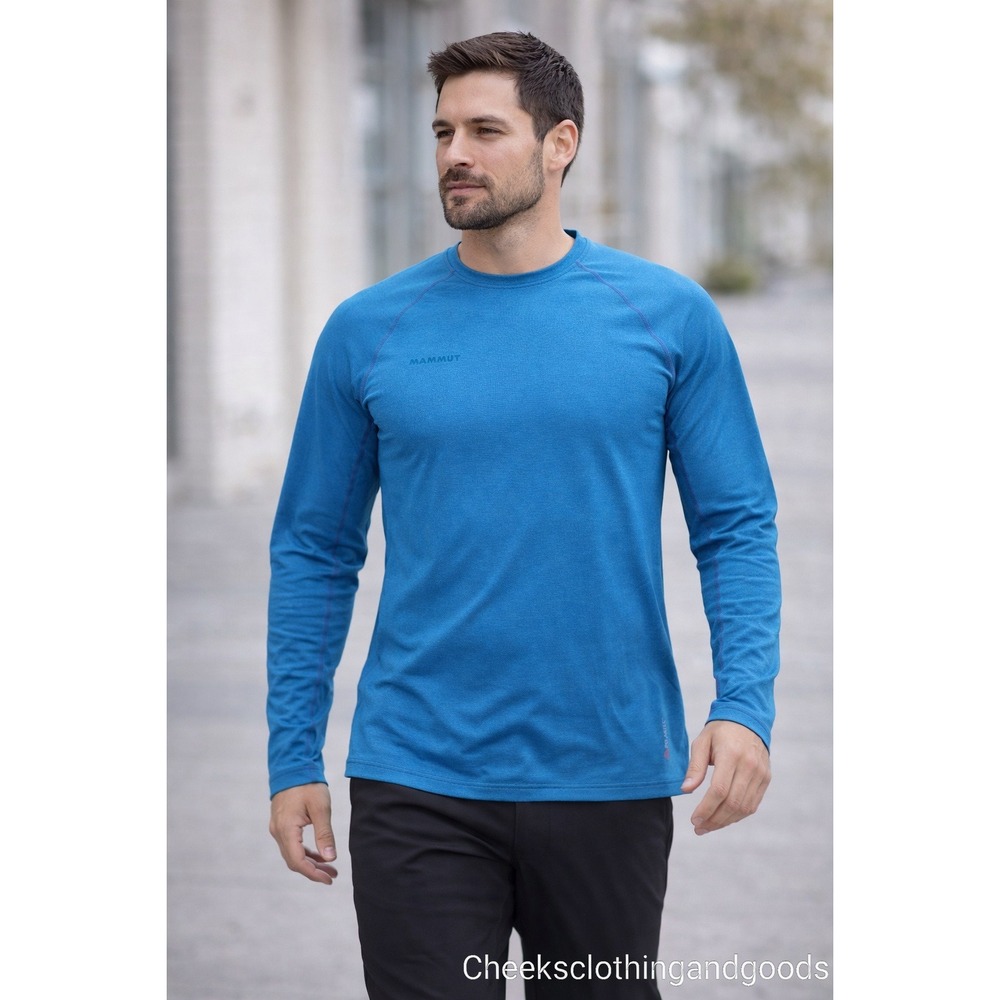 Mammut Polartec Long Sleeve Base Layer‎ Blue Crew Neck Shirt Size MEDIUM